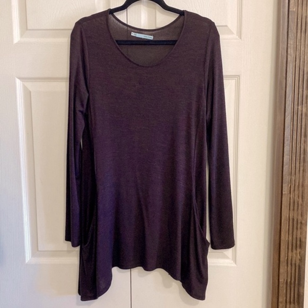 Maurices Tunic with Pockets! Medium / Marled Wine & Black